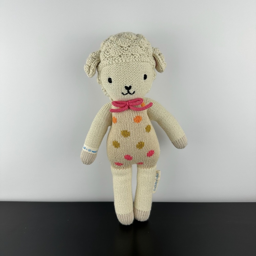 Cuddle + Kind Lucy Lamb 13” Handmade in Peru Plush Stuffed Animal Polka Dot Doll